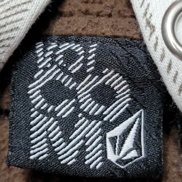 Volcom Full Zip White & Brown Plaid Hooded Unisex Heavyweight Jacket -Size Small - Picture 8 of 9